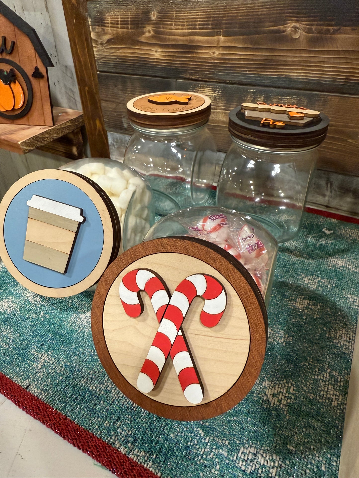 Glass Storage Jar with Interchangeable Wood Lid | Candy Jar | Pet Treat Organizer