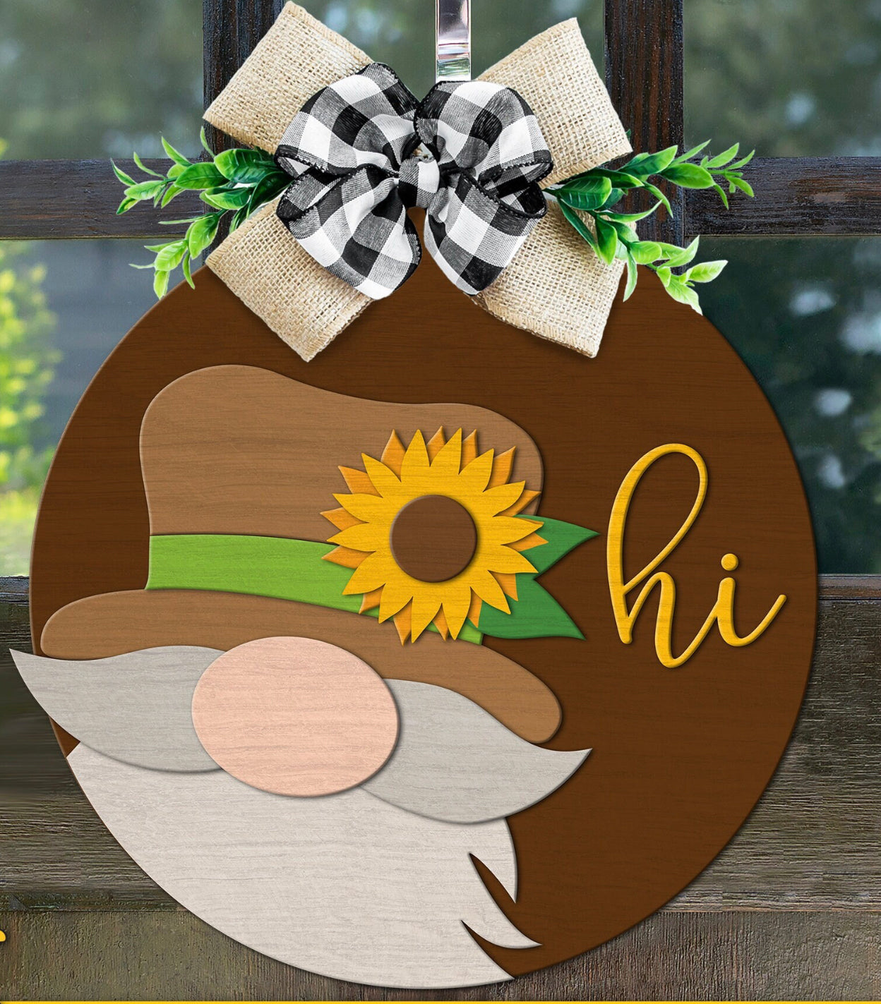 Gnome Hi with Sunflower Sign