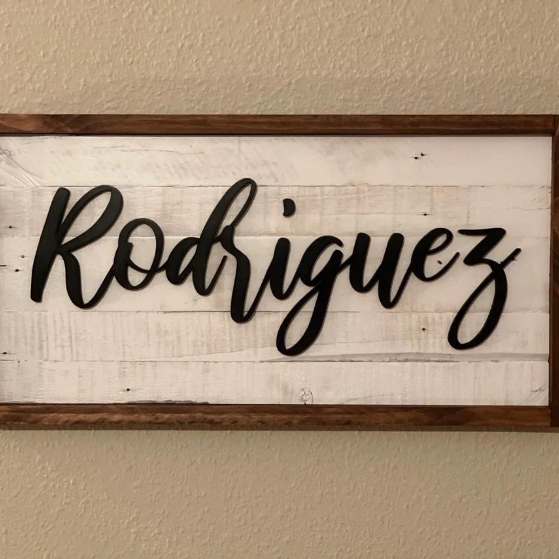 Custom farmhouse style family name sign
