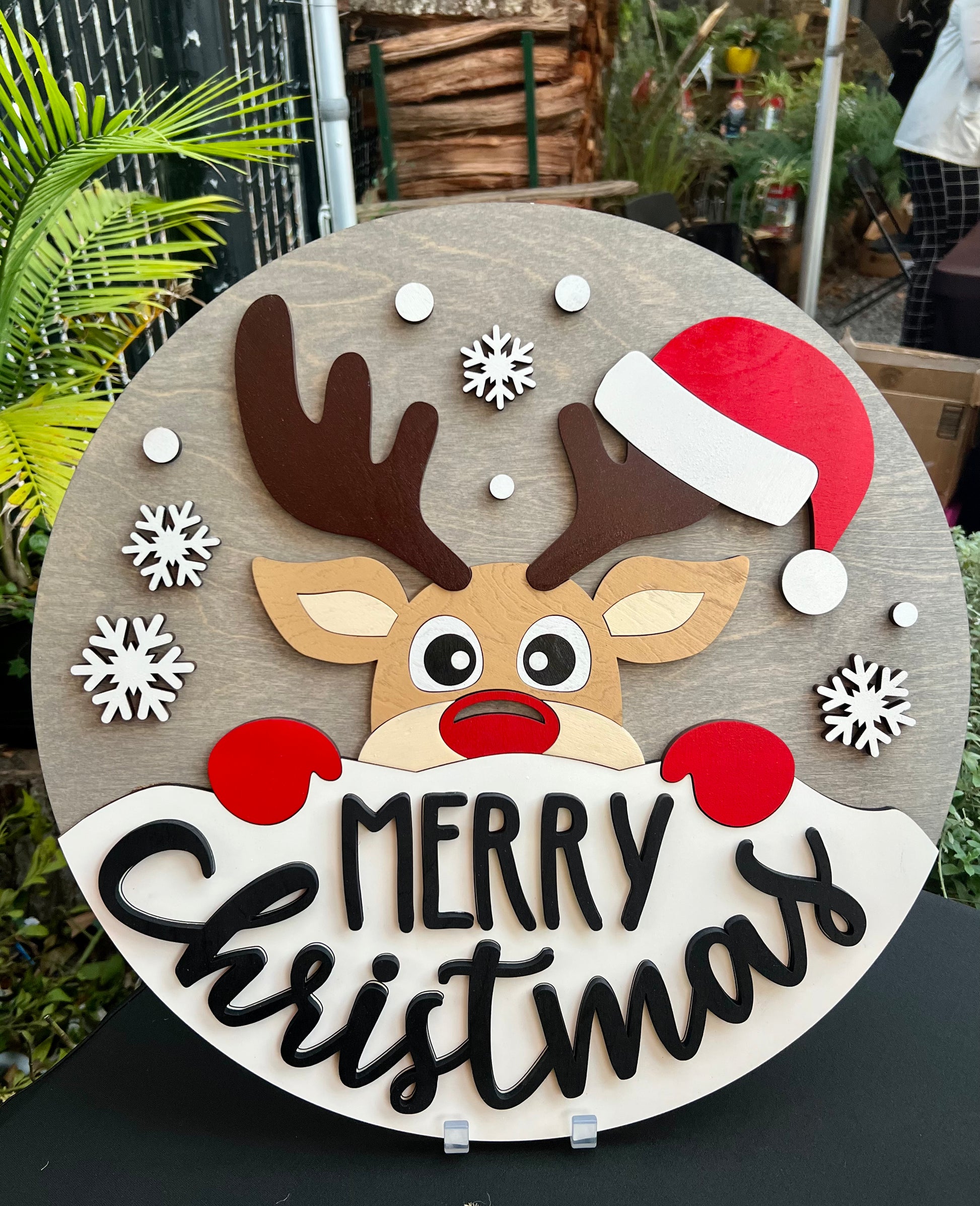 Merry Christmas Reindeer Sign