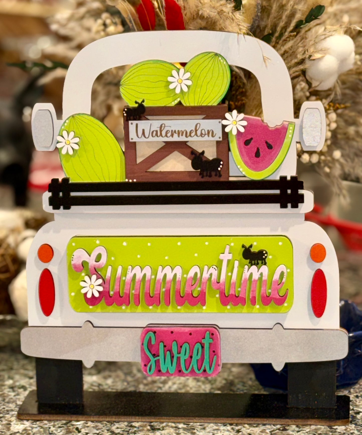 Handmade watermelon interchangeable insert for a farmhouse truck sign, vibrant summer decor