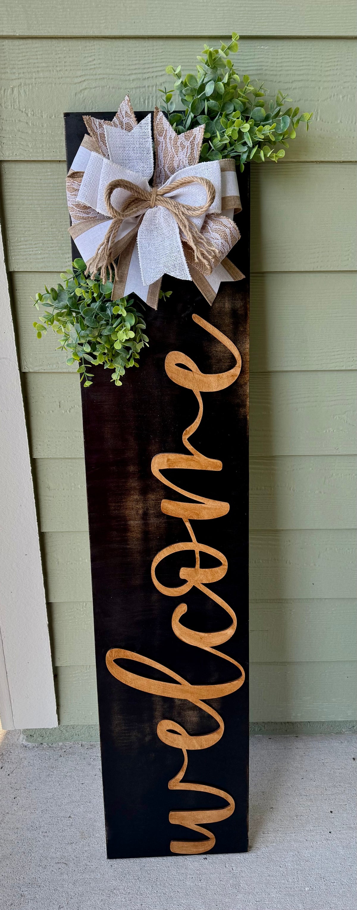 Handcrafted 4' Wooden Porch Leaner Welcome Sign | Custom Front Porch Decor