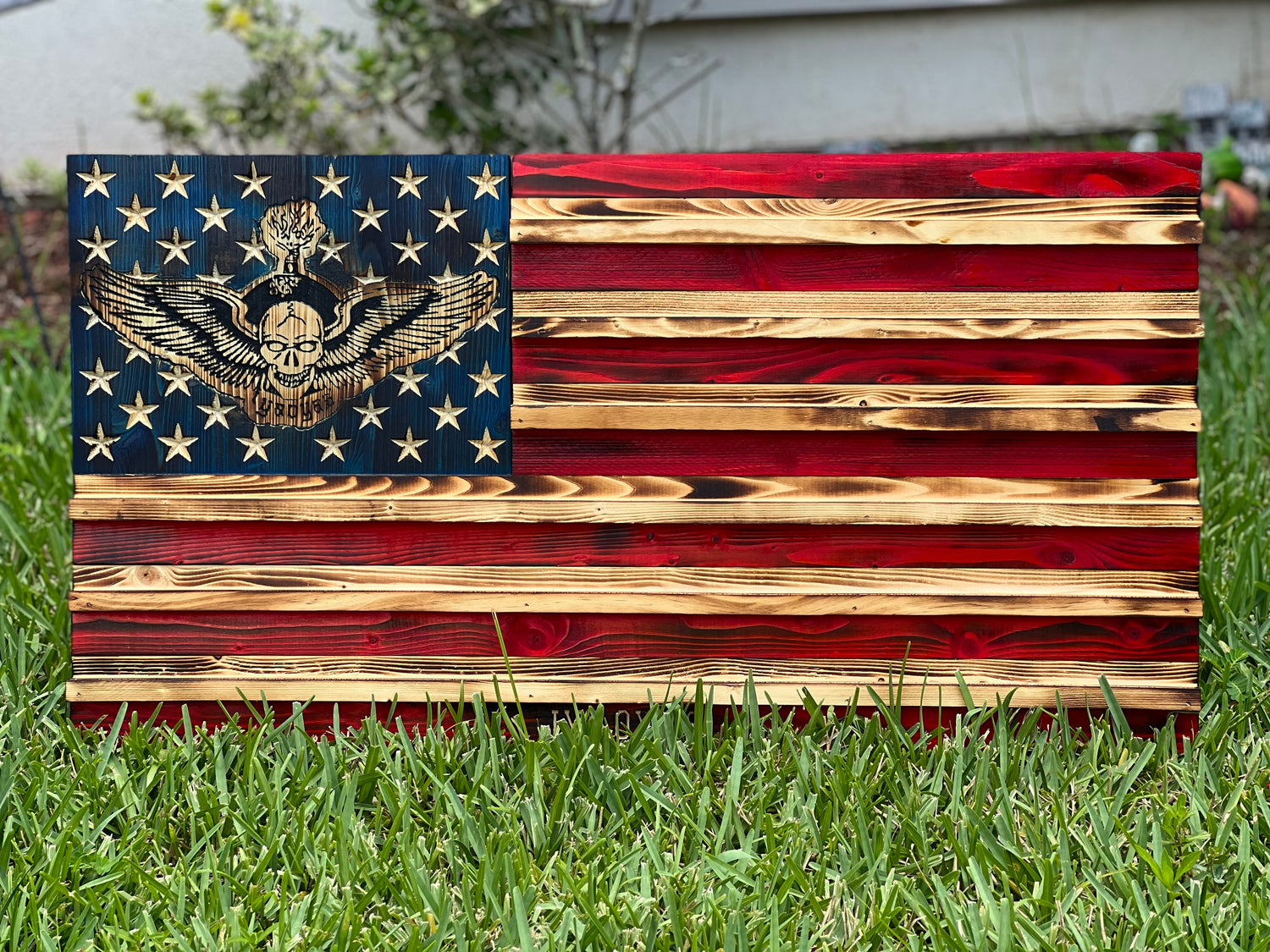 Wood Burned American Flag