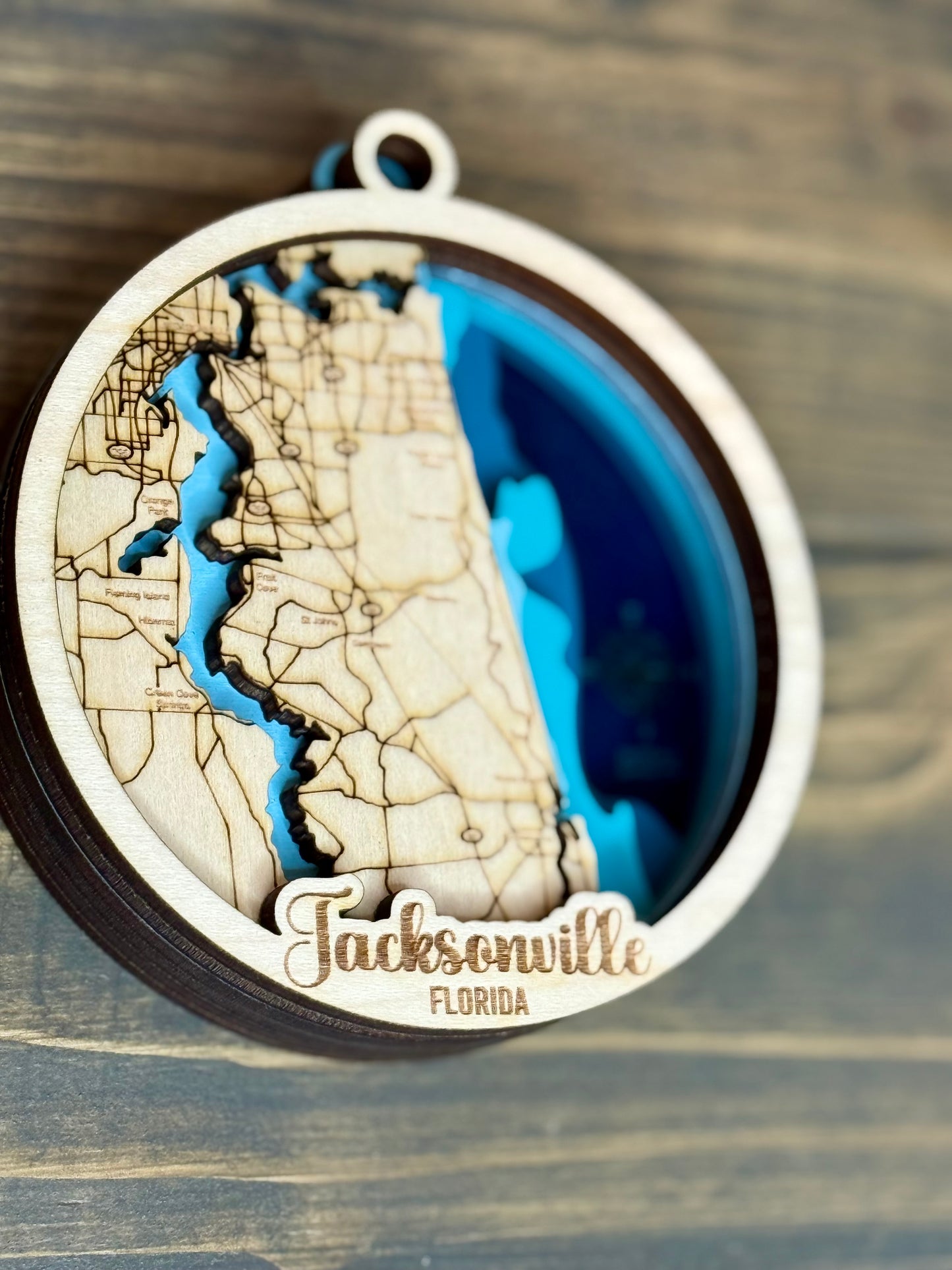 Jacksonville, FL Layered Map Ornament | Handmade Jacksonville Map | Layered Wood Art | First Coast Decor | Wood Map Gift