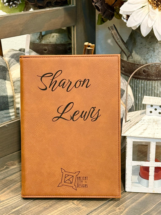 Custom personalized laser engraved leather journal