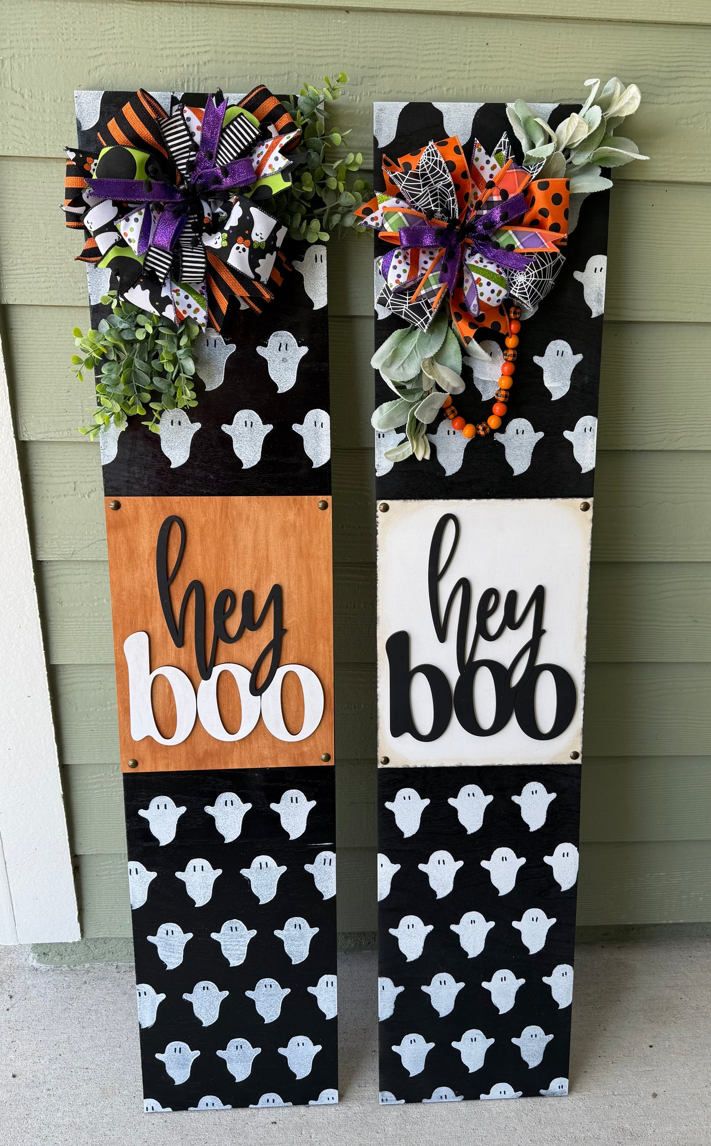 Hey Boo Handcrafted 4' Wooden Porch Leaner | Halloween Front Porch Decor