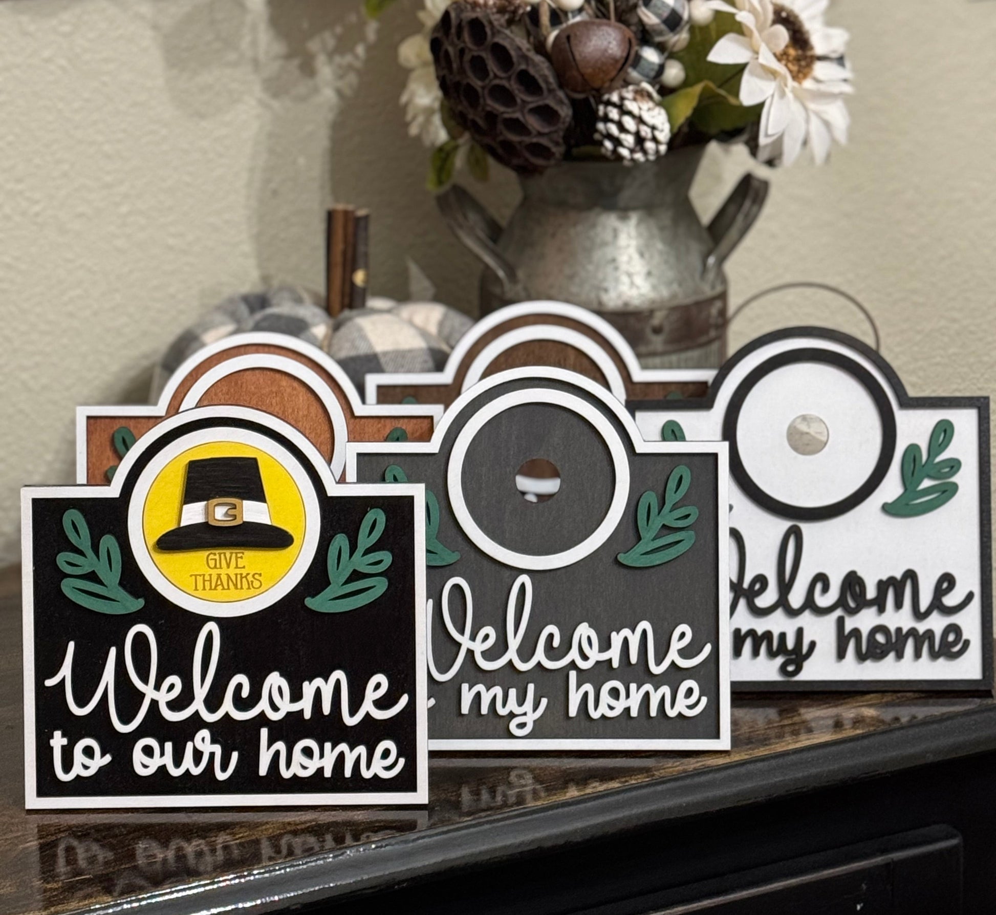 Welcome Home or Office Shelf Sitter with Interchangeables
