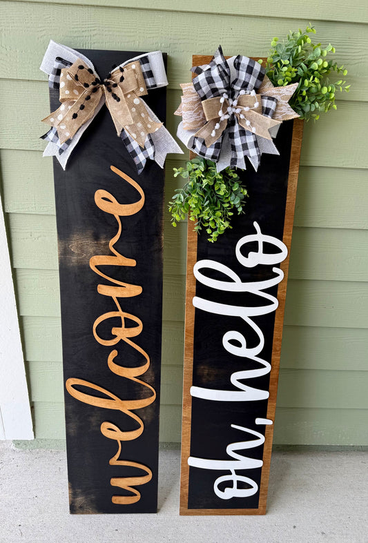 Handcrafted 4' Wooden Porch Leaner Welcome Sign | Custom Front Porch Decor