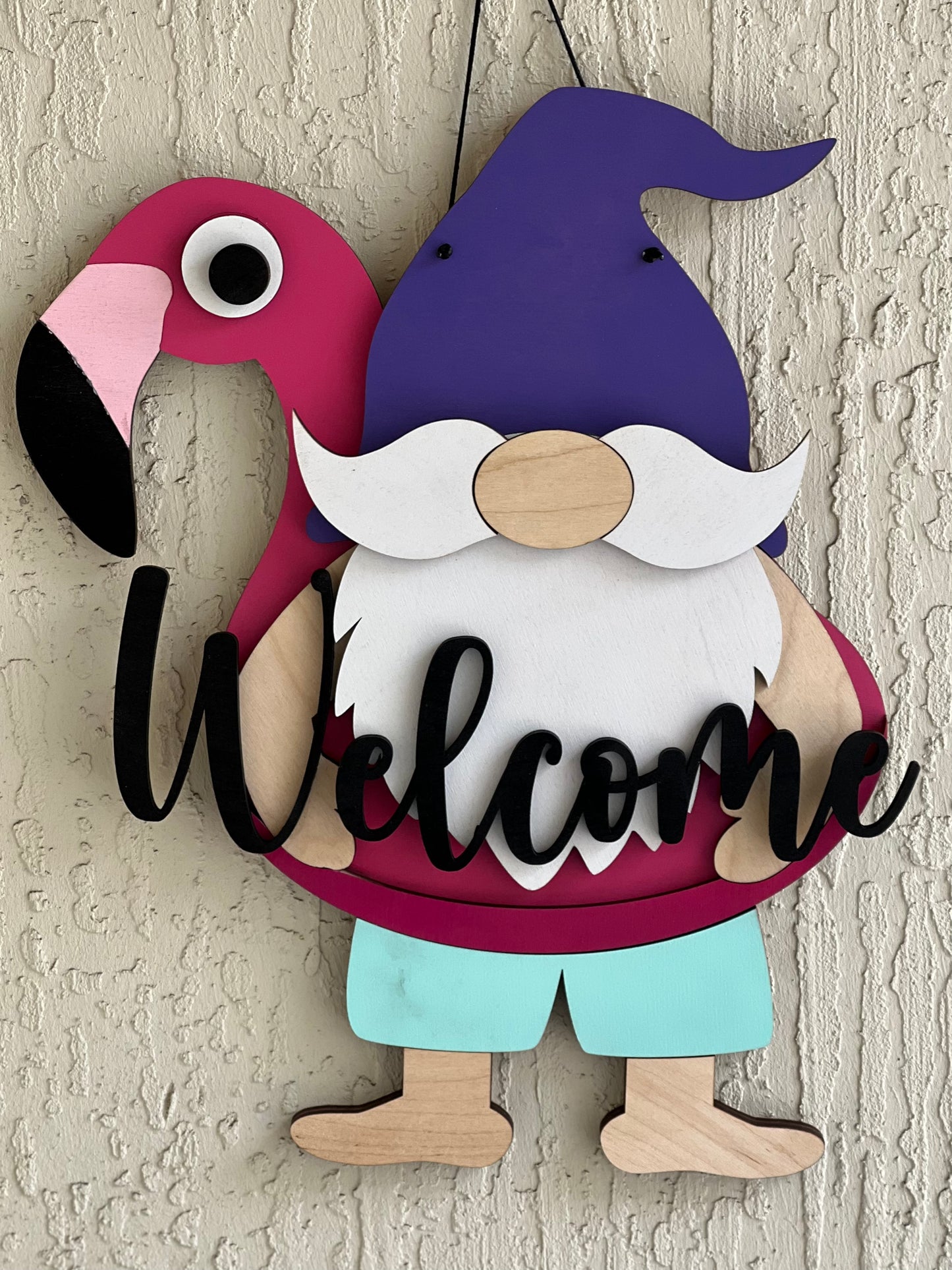 Gnome Flamingo Door Hanger