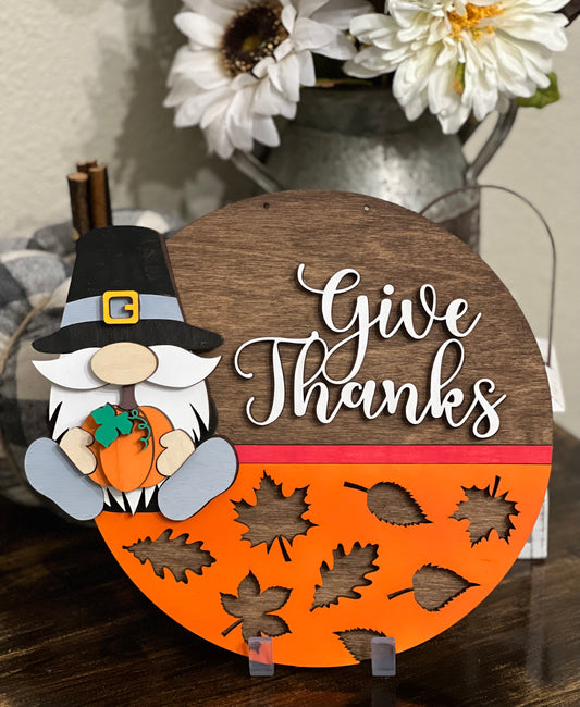 Give Thanks Gnome Sign