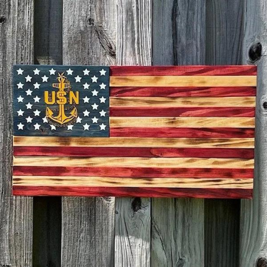 Wood Burned American Flag | Customizable