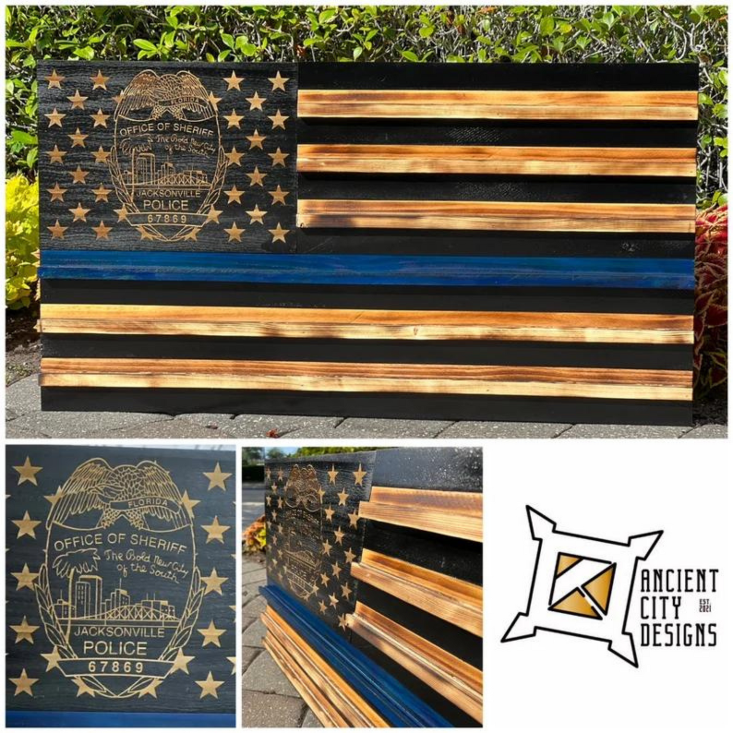 Custom Wood Flag with Shelves
