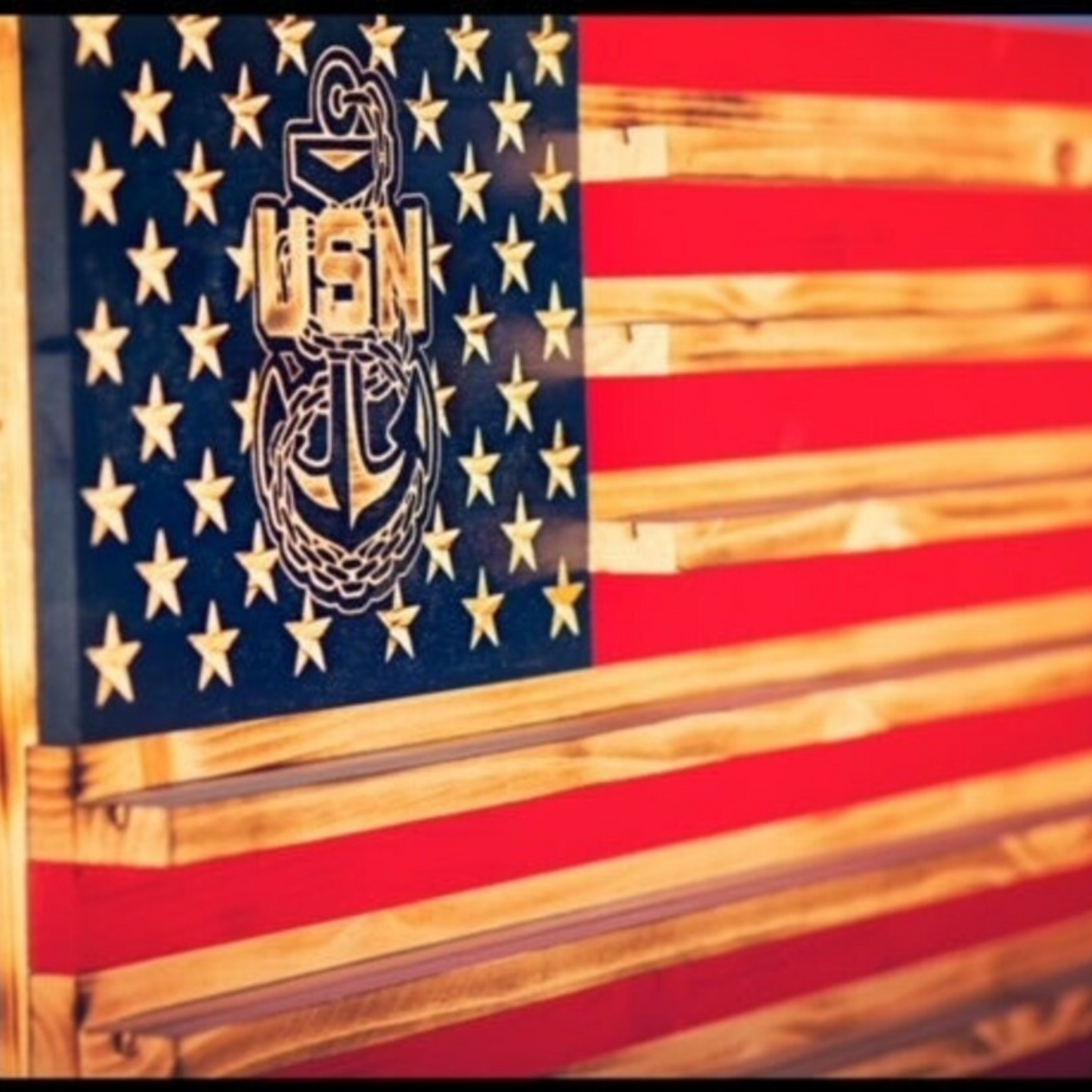 Wooden American Flag Coin Shelf
