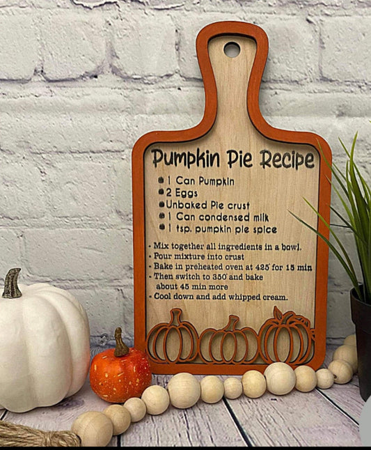 Pumpkin Pie Recipe Sign