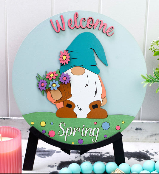 Welcome Spring Gnome Sign